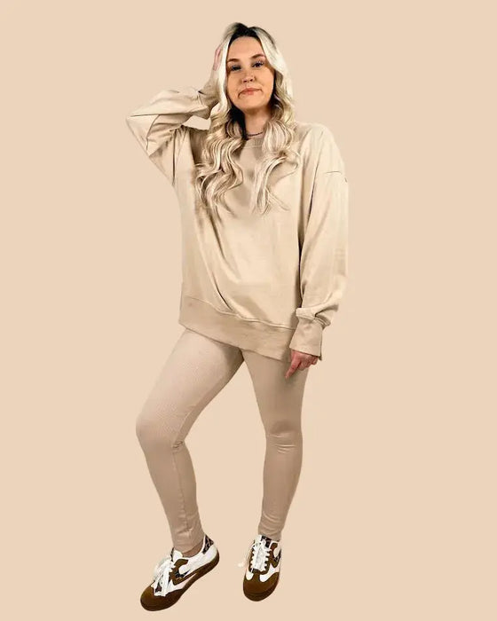 Oversize Sweatshirt  & Ribbed Leggings Set