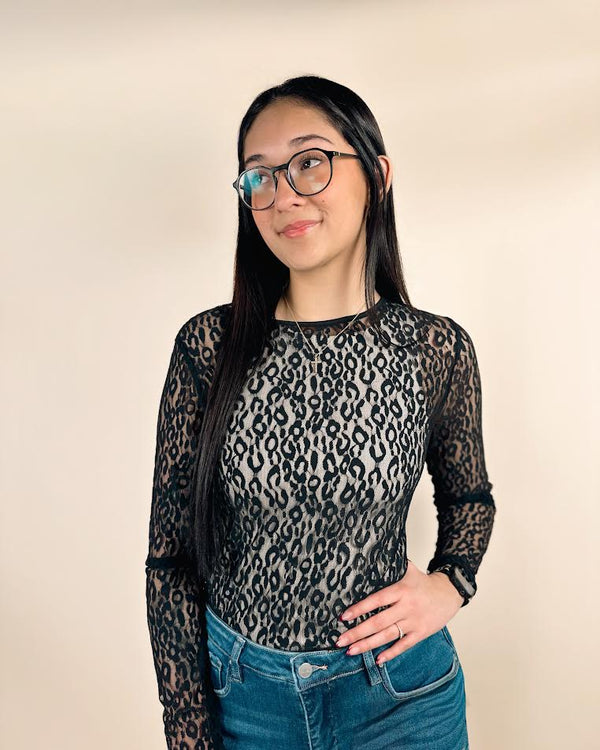 Leopard Mesh Long Sleeve