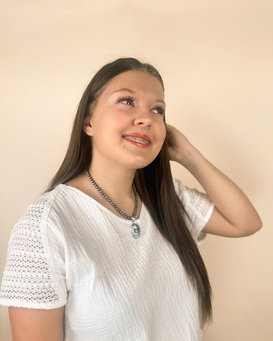 Western Concho Flower Gem Stone Necklace Set BlandiceJewelry