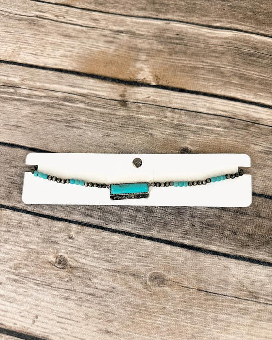 Western Rectangle Gemstone Navajo Pearl Necklace