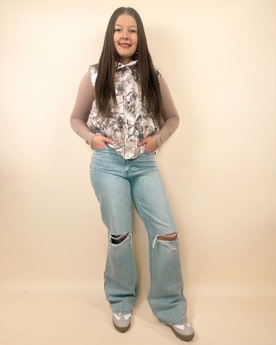 Pink Camo Puffer Vest Dear lover