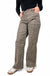 Brown leopard frayed wide leg high waist jeans - detail view on white background