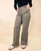 Brown Leopard Frayed Wide Leg High Waist Jeans Dear lover
