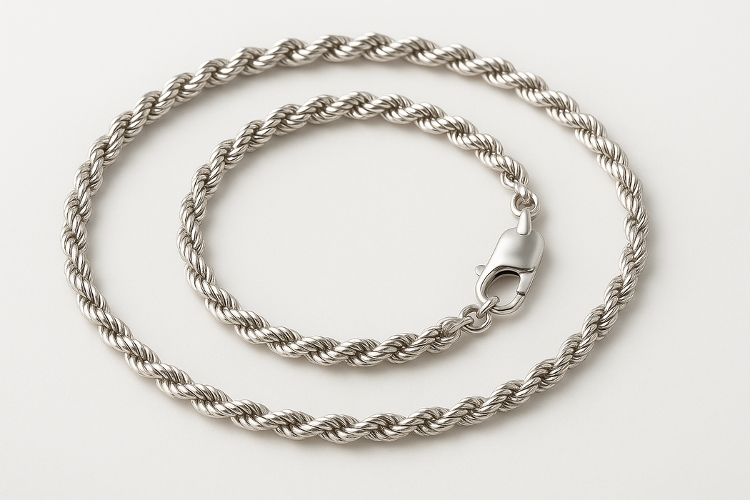 2.0mm Rope Chain Necklace in Solid 10K White Gold