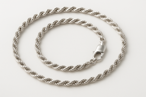  2.0mm Rope Chain Necklace in Solid 10K White Gold