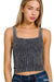 2 Way Neckline Seamless Washed Ribbed Tank Top - LECCE