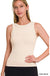 2 Way Neckline Washed Ribbed Cropped Tank Top - LECCE