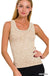 2 Way Neckline Washed Ribbed Cropped Tank Top - LECCE