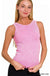 2 Way Neckline Washed Ribbed Cropped Tank Top - LECCE