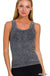2 Way Neckline Washed Ribbed Cropped Tank Top - LECCE