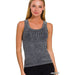 2 Way Neckline Washed Ribbed Cropped Tank Top - LECCE
