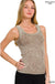 2 Way Neckline Washed Ribbed Cropped Tank Top - LECCE