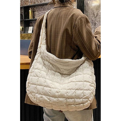 Quilted Zipper Large Shoulder Bag