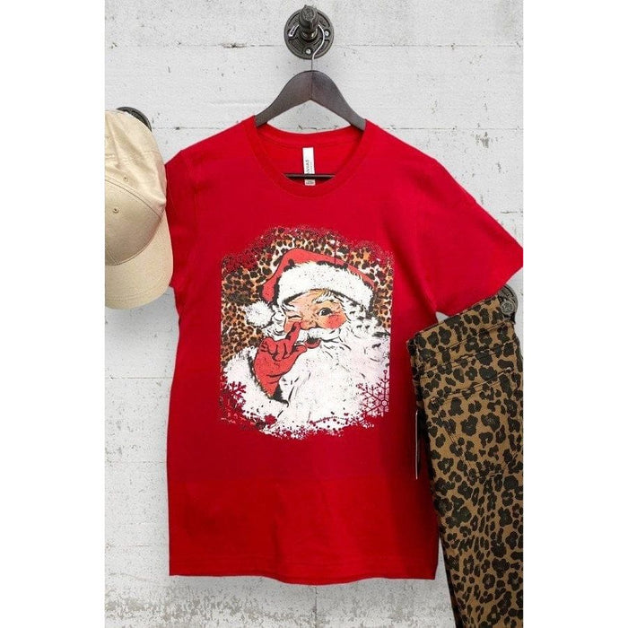 Red Leopard Print Back Secret Santa T-Shirt