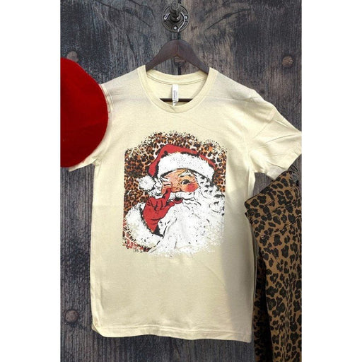 Cream Leopard Print Back Secret Santa T-Shirt