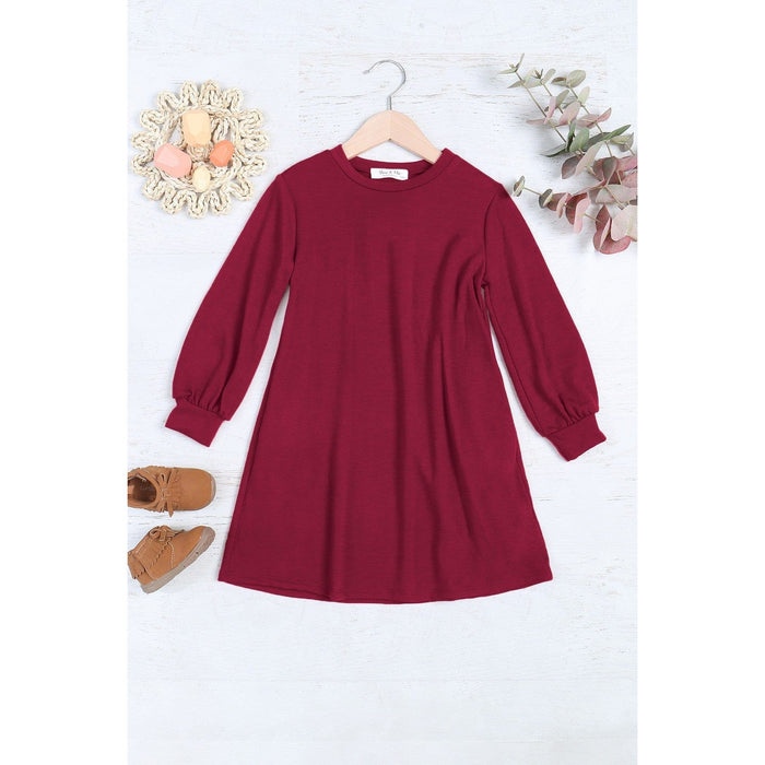 Kids Long Puff Sleeve French Terry Dress