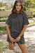 Carbon Grey Ribbed Textured Knit Loose Fit Tee and Shorts Set Dear lover