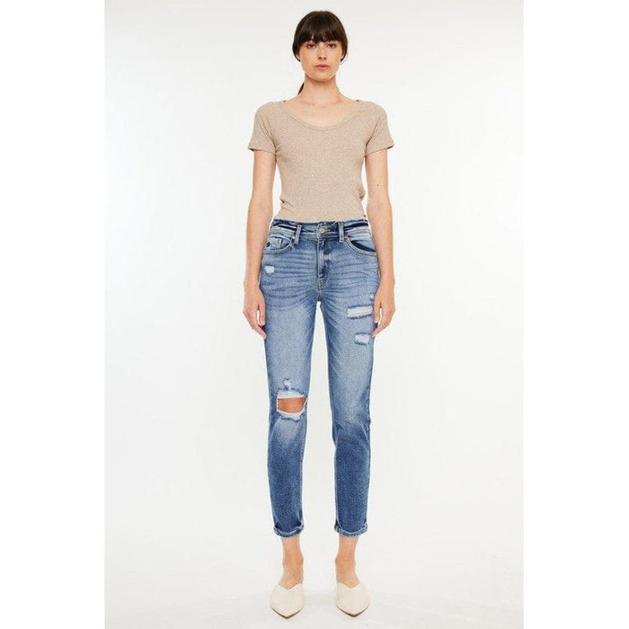 Kancan High Rise Distressed Mom Jeans
