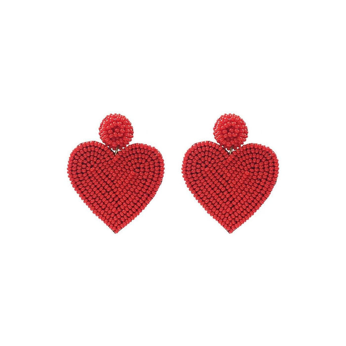 Seed Bead Heart Valentine's Day Post Earrings