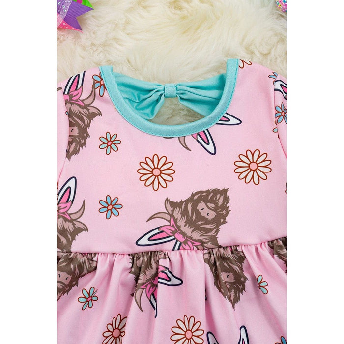 Highland Cow With Easter Ears Baby Dress