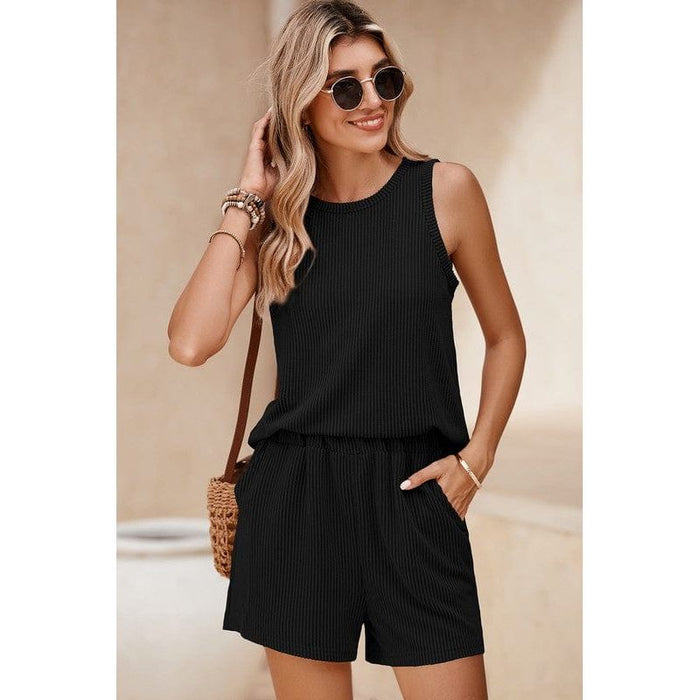 Sleeveless Top And Pocketed Shorts Set