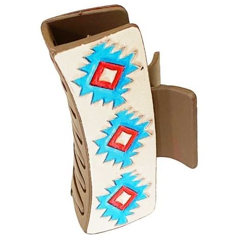 Western Aztec Pattern Leather Hair Claw Clips