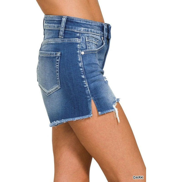 Raw Frayed Hem Cutoff Side Slit Denim Shots