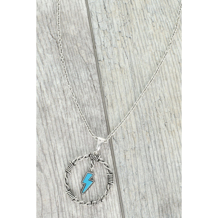 Western Thunderbolt Stone Barbed Wire Necklace