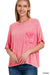 Washed Ribbed Cuffed Short Sleeve Round Neck Top Zenana