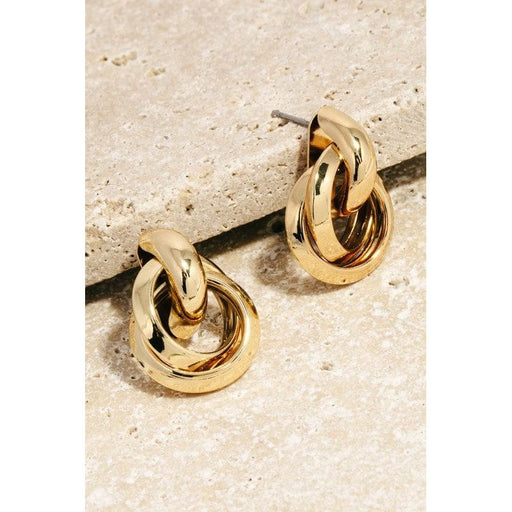 Metallic Double Ring Link Earrings
