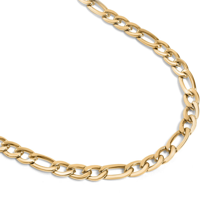 18K Gold Figaro Chain Necklace Stainless Steel
