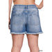 Plus Mid Rise Raw Frayed Hem Denim Shorts
