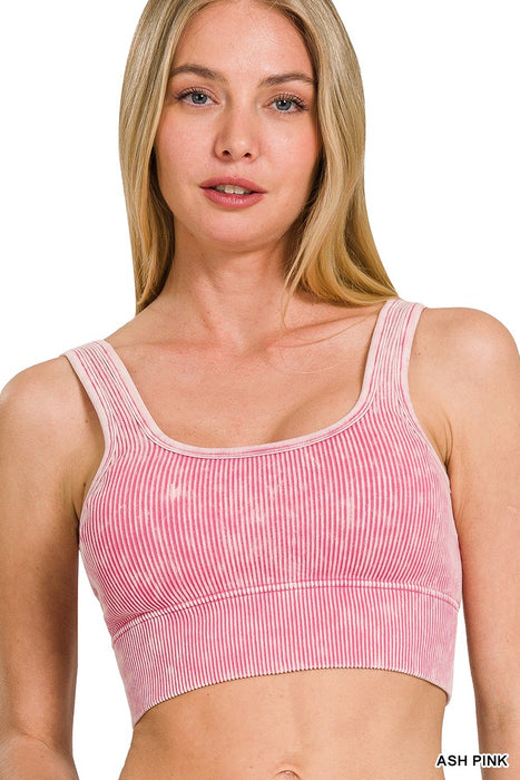 Washed Ribbed Seamless With Bra Pads
