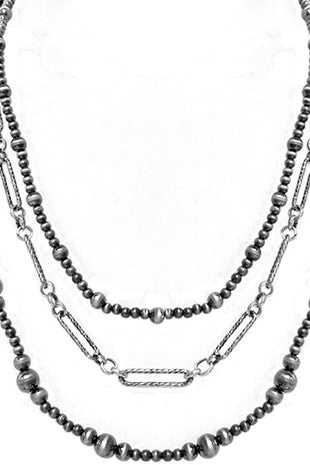 Western Navajo Pearl Beads Clip Chain Necklace