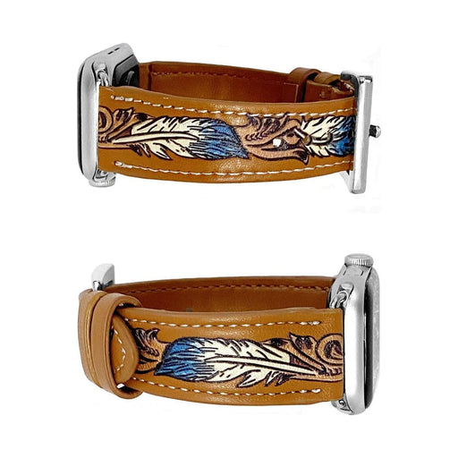 Western Feather Stitch Leather Apple Watch Band