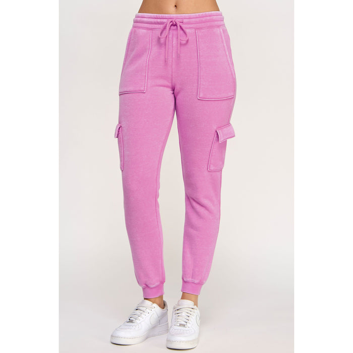 Fleece Burnout High Rise Cargo Jogger