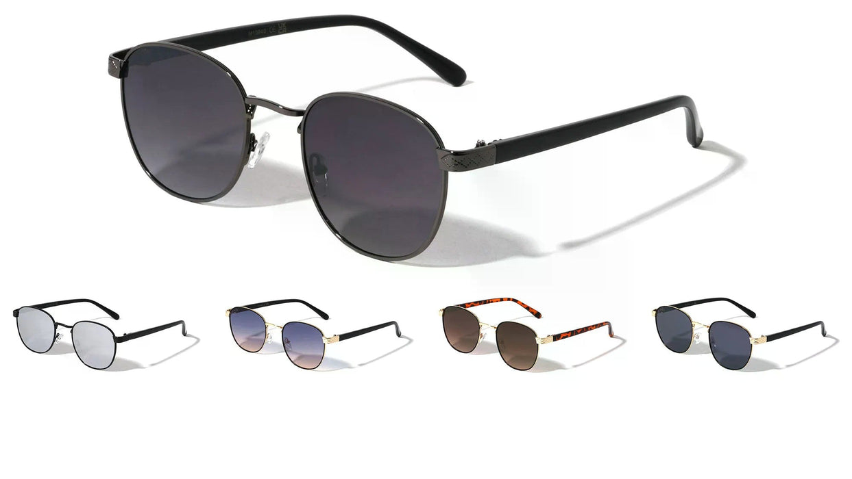 Engraved Hinge Retro Round Sunglasses Yoomoo