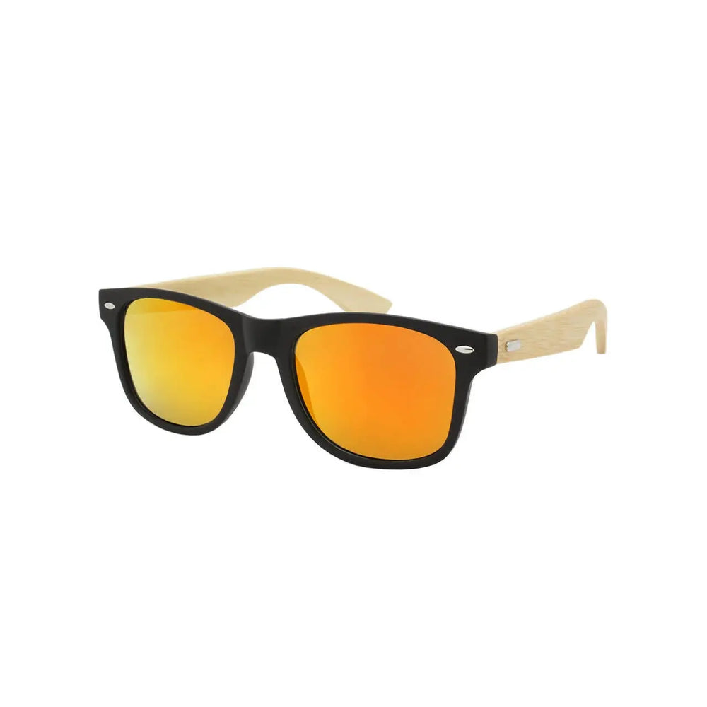 Classic Frame Bamboo Mirror Lens Unisex Mens Womens Sunnies Shark Eyes, Inc