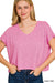 V-neck Drop Shoulder Crop Top Zenana
