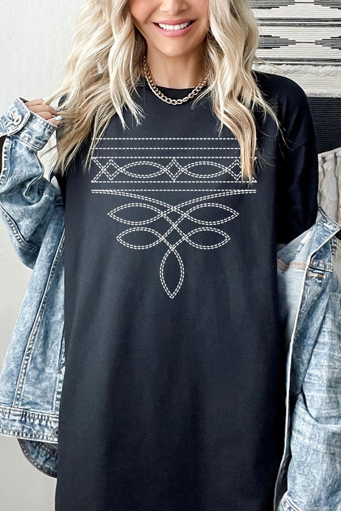 Western Boot Stitch Graphic Heavy Cotton Tee
