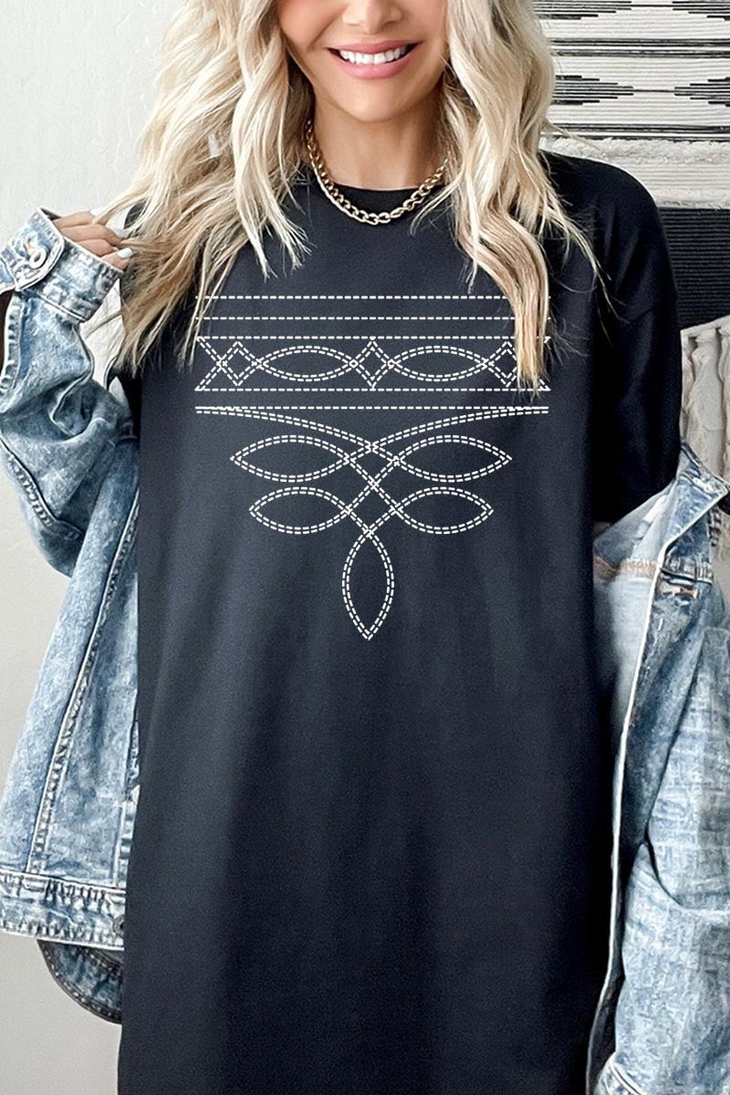 Western Boot Stitch Graphic Heavy Cotton Tee