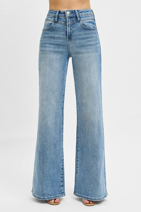 Risen High Rise Wide Front Yoke Detailed Jeans Risen