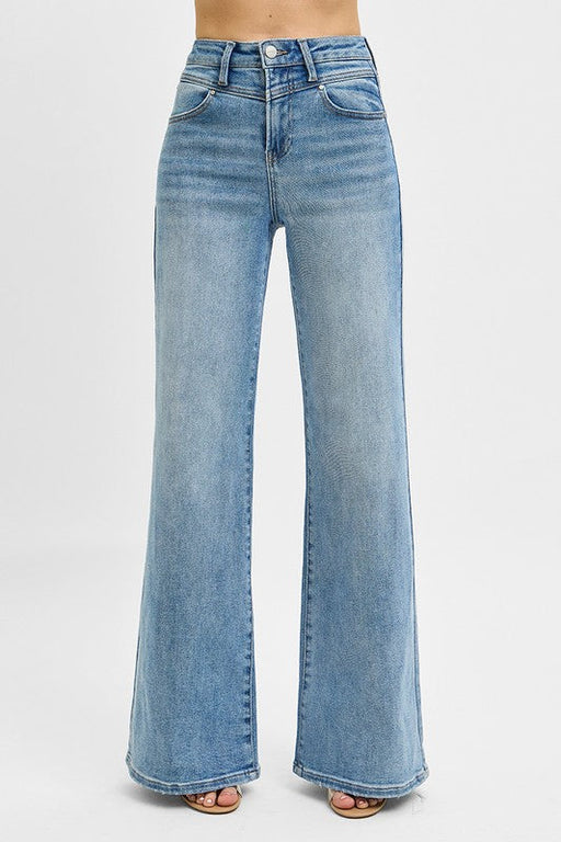 Risen High Rise Wide Front Yoke Detailed Jeans Risen