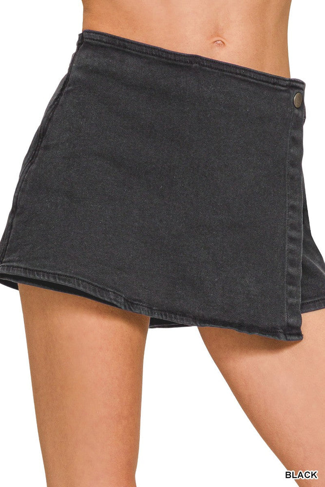 Washed Denim Skort ZENANA