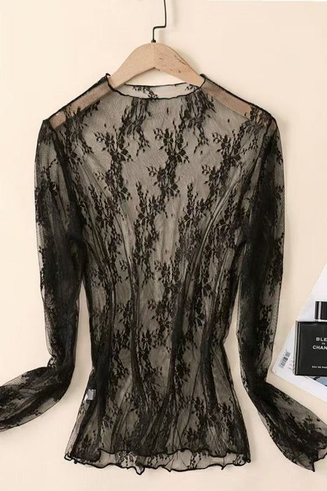 Mesh Sheer Lace Top La Roseason