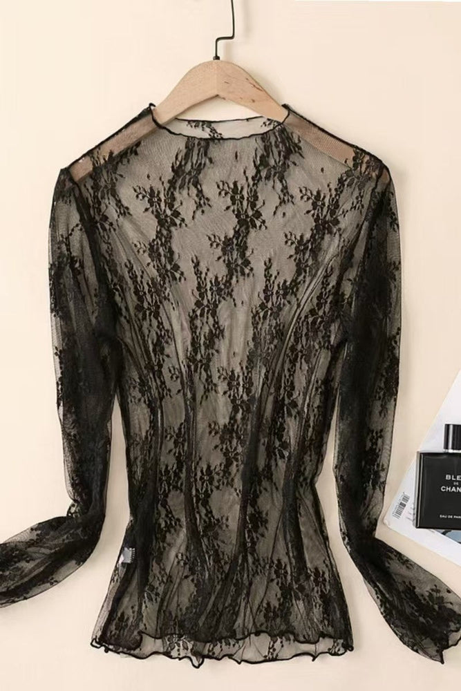 Mesh Sheer Lace Top La Roseason