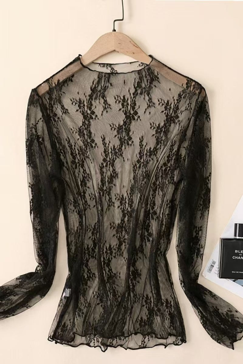 Mesh Sheer Lace Top – Sheer Romantic Layering Top