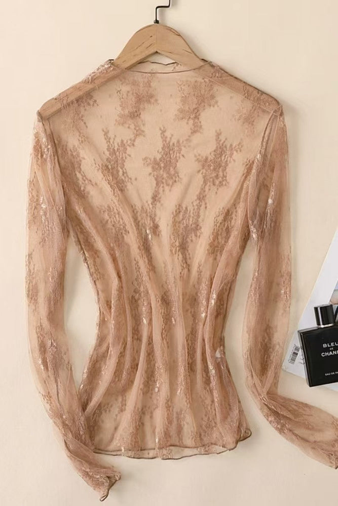 Mesh Sheer Lace Top La Roseason