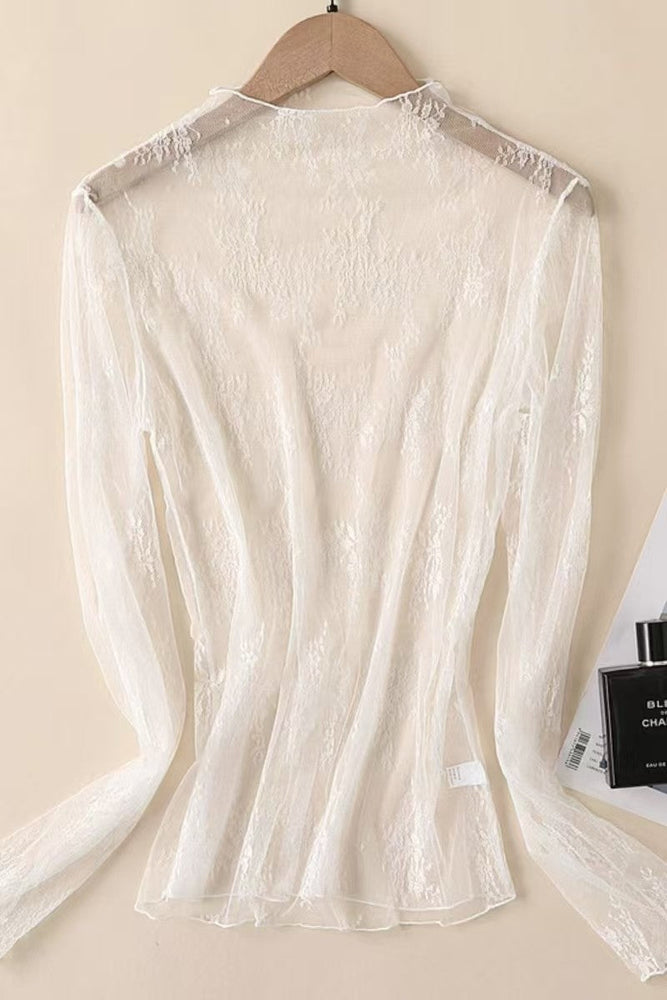 Mesh Sheer Lace Top La Roseason