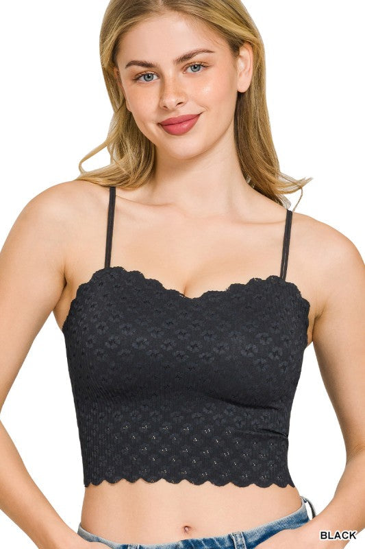 Seamless Lace Bralette with Removable Bra Pads